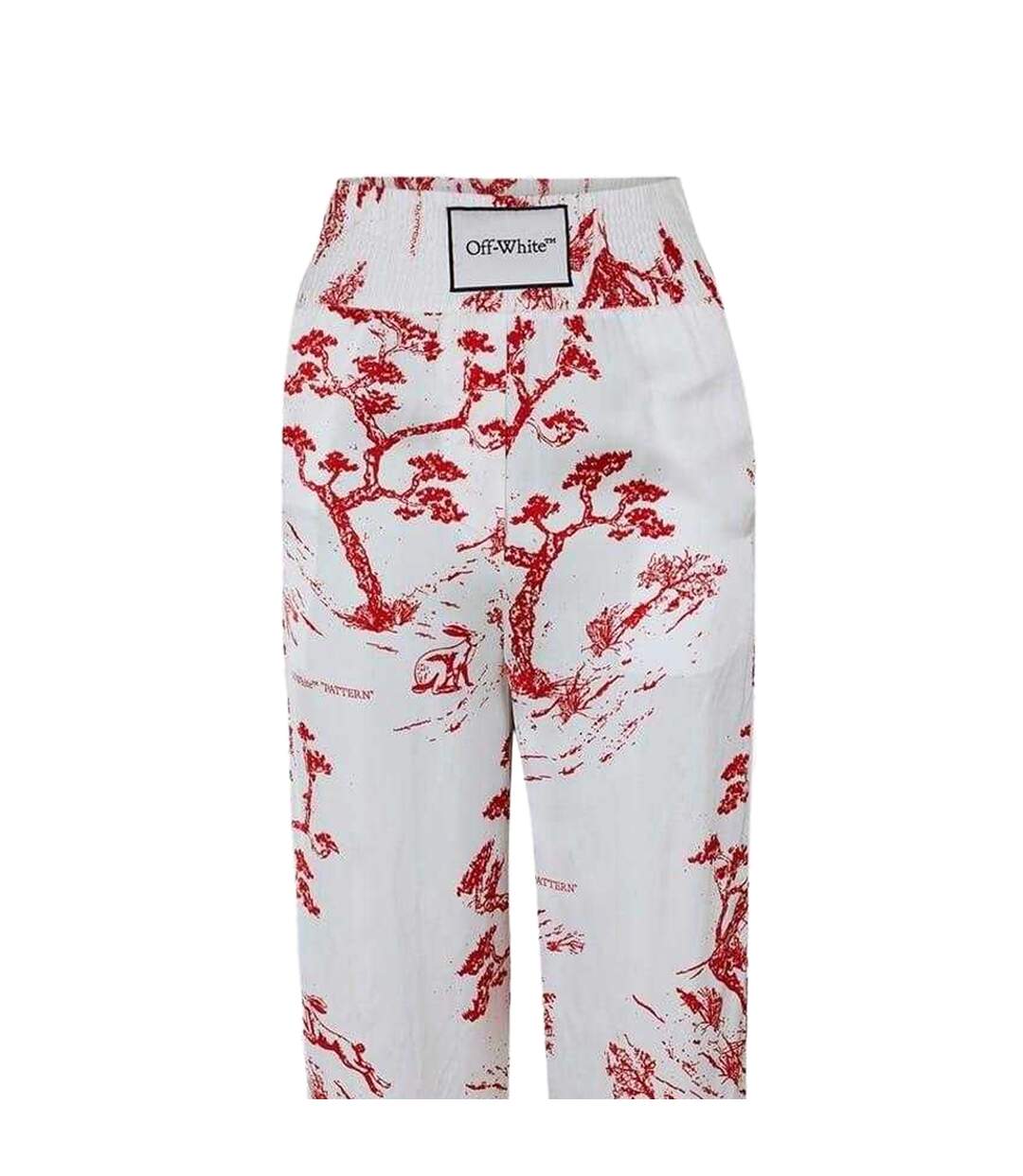 Bas De Pyjama Large Motif Toile Tropicale Blanc Rouge Off White-3