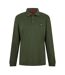 Mens Patch Collared Long-sleeved Polo Shirt Dark Green Hugo-1