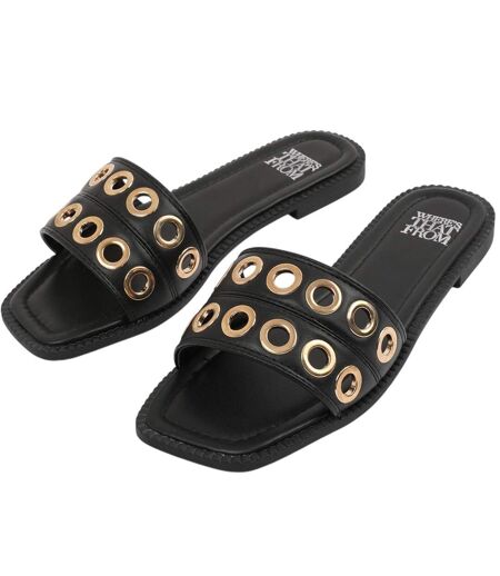 Sandales Motif/style Œillets Femme Noir Where´s That From