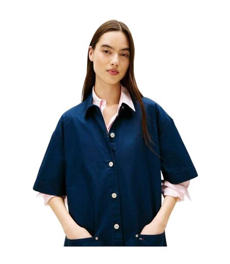 Robe Chemisier Courte Femme Bleu Marine Foncé Tommy Jeans