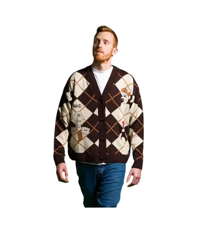 Cardigan Adulte Beige Marron Wallace And Gromit