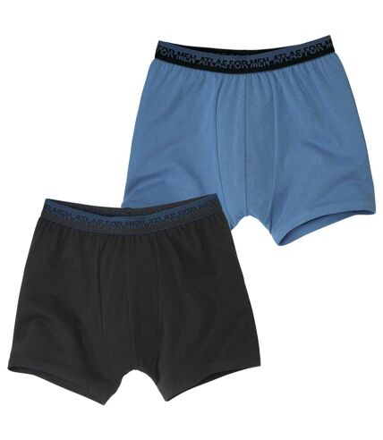Pack of 2 Men's Striped Boxer Shorts - Blue Black