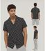 Chemise homme ajustée manches courtes imprimé abstrait noir à Col chemise-2