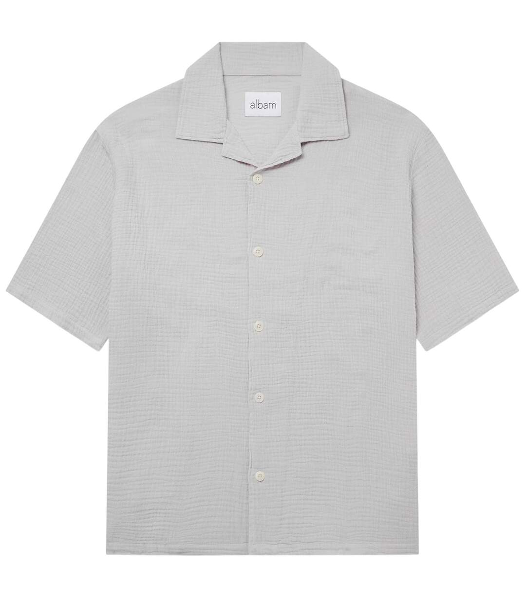 Mens Crinkled Relaxed Fit Holiday Shirt Light Grey Albam-2
