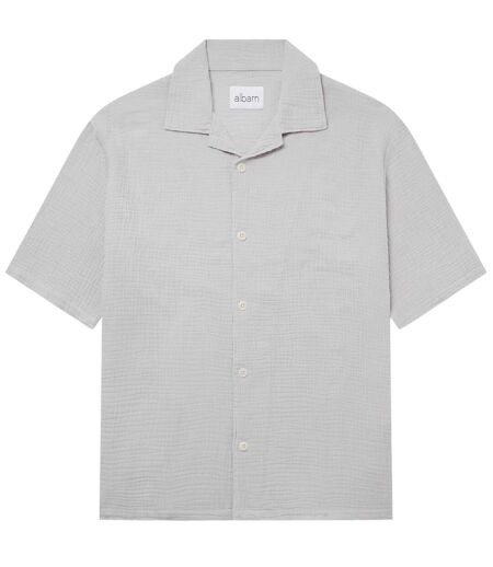 Mens Crinkled Relaxed Fit Holiday Shirt Light Grey Albam