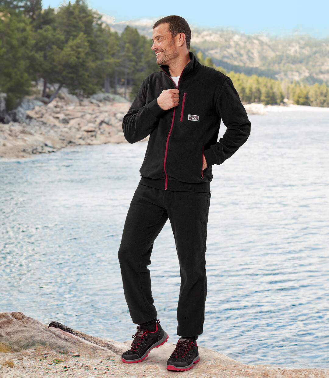 Men's Black Fleece Tracksuit - Elasticated Waistband-1