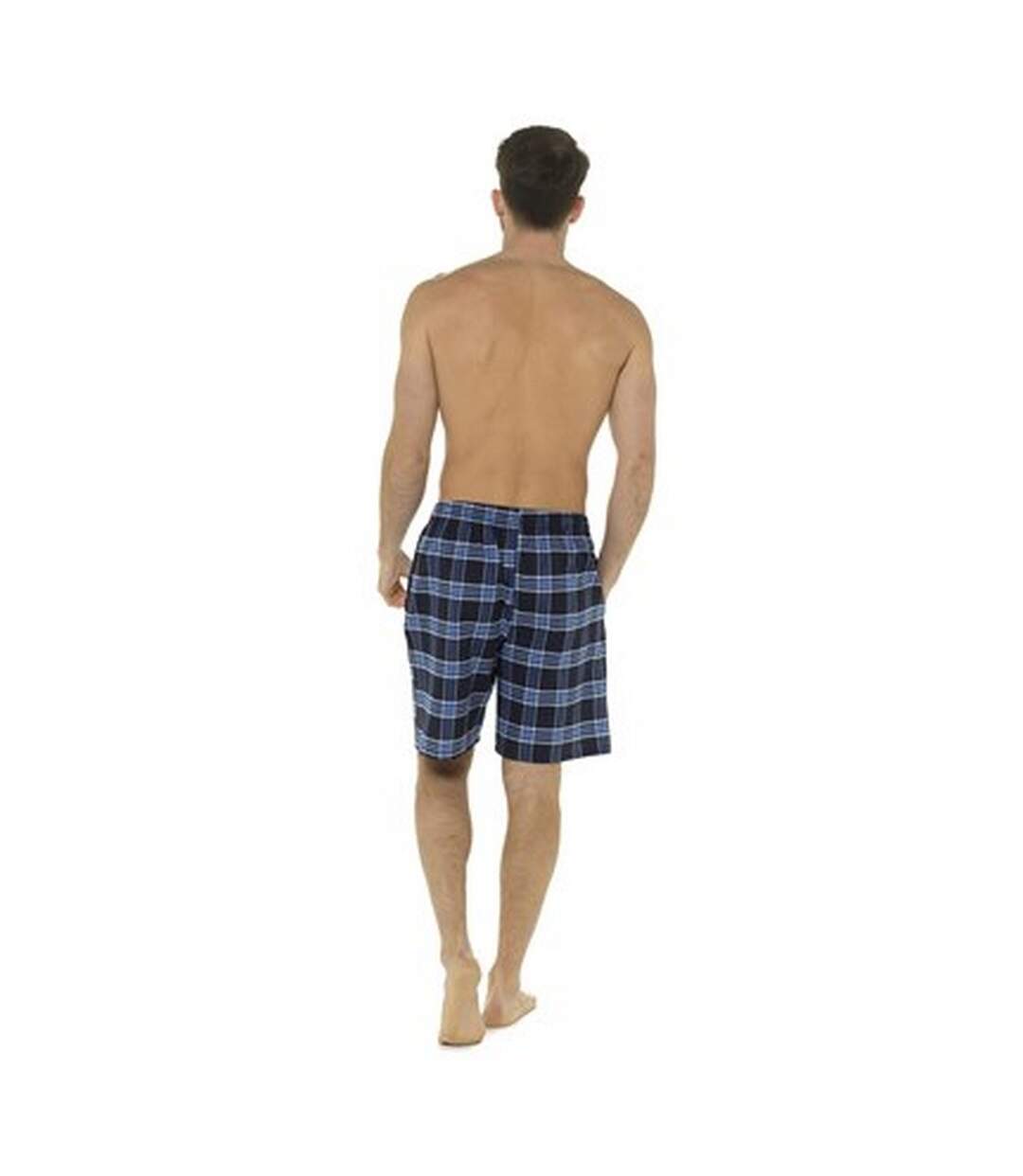 Pack of 2  Mens checked lounge shorts  grey/navy Foxbury-2