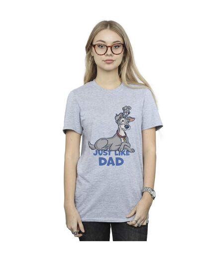 Disney Womens/Ladies Lady And The Tramp Just Like Dad Cotton Boyfriend T-Shirt (Gris sportif) - UTBI30762