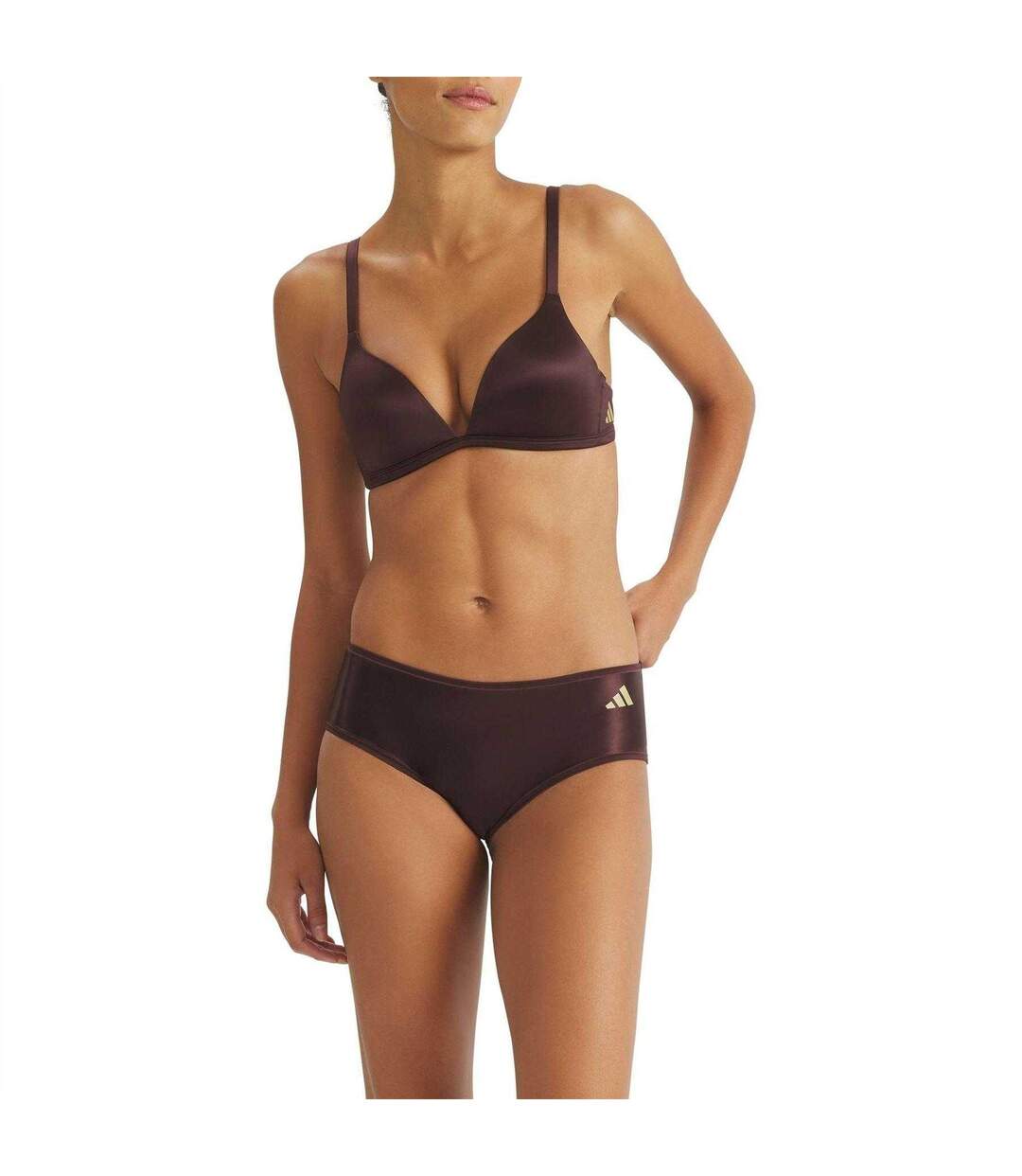 Soutien-gorge T-shirt Sport Femme Marron Adidas-1