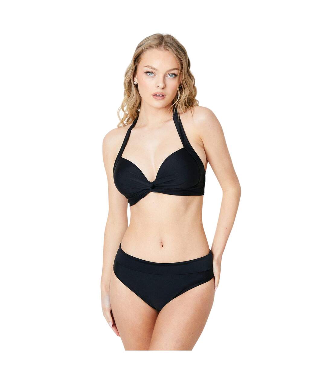 Womens/ladies padded twisted knot front bikini top black Gorgeous