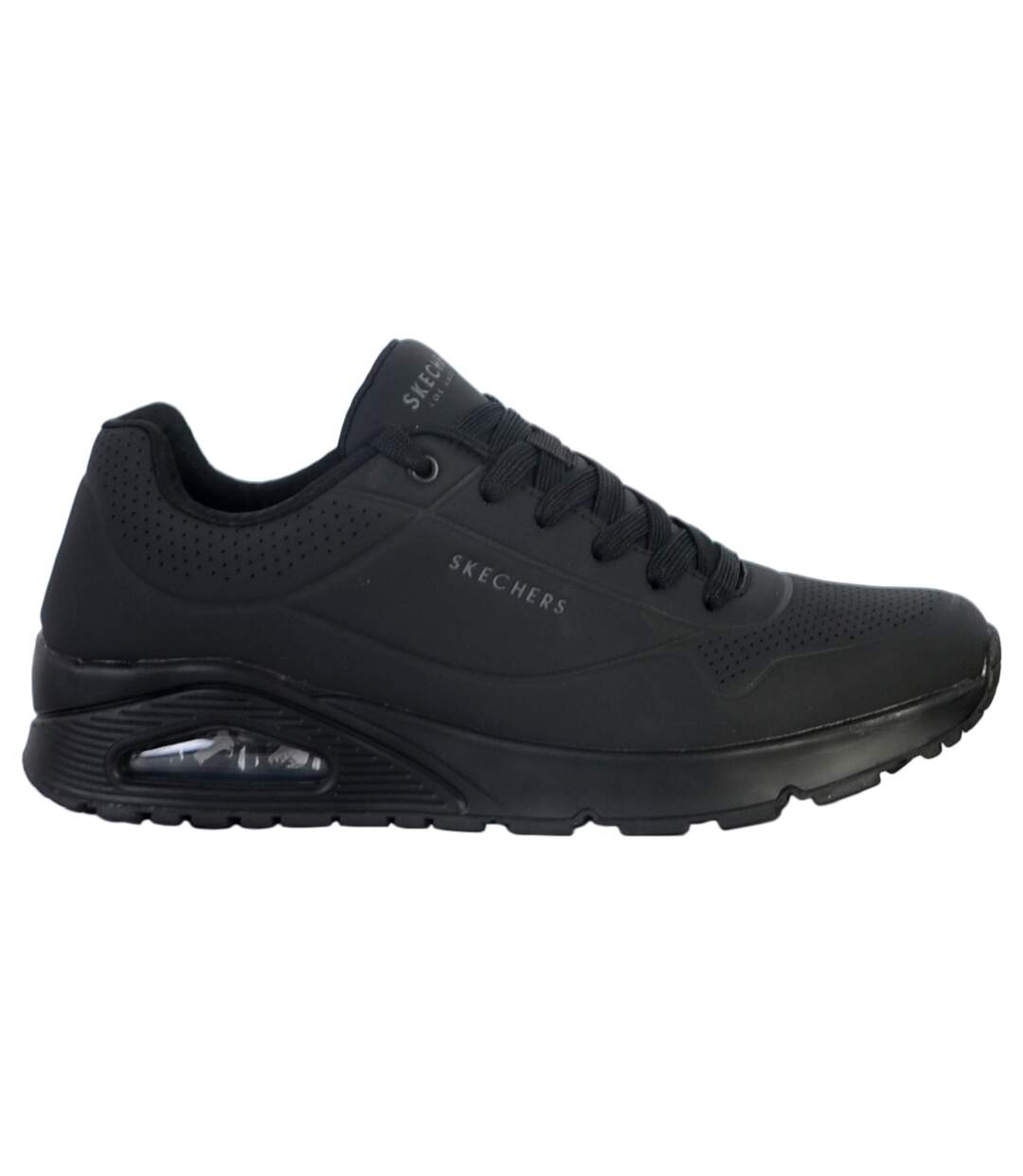 Mens Uno Synthetic Leather Trainers White Skechers-2