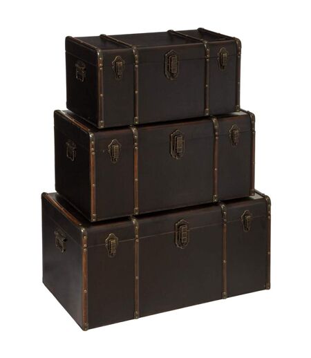 Lot de 3 Malles de Rangement British 80cm Marron
