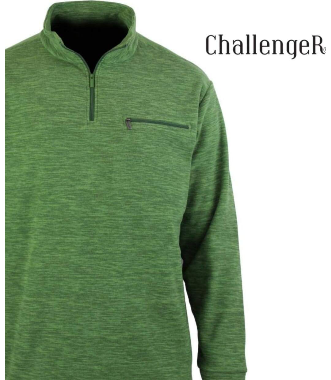 CHALLENGER CARIBOU6 — Sweat polaire vert chiné : chaleur, confort et entretien facile-4
