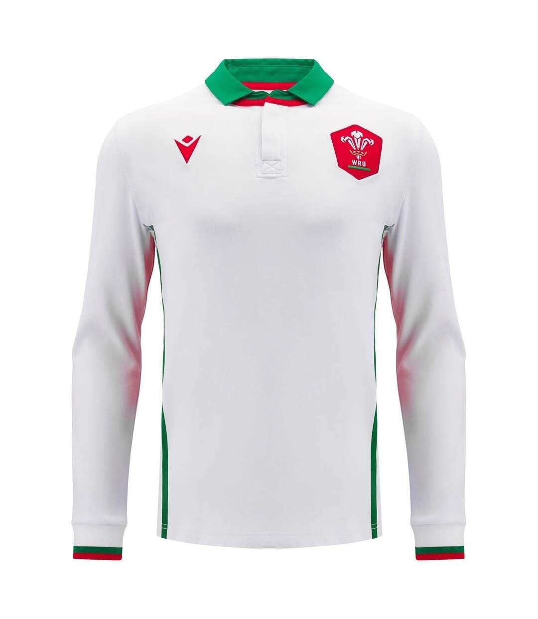 Haut De Rugby Manches Longues Motif/style Welsh Rugby Union 24/25 Homme Blanc Vert Macron-1