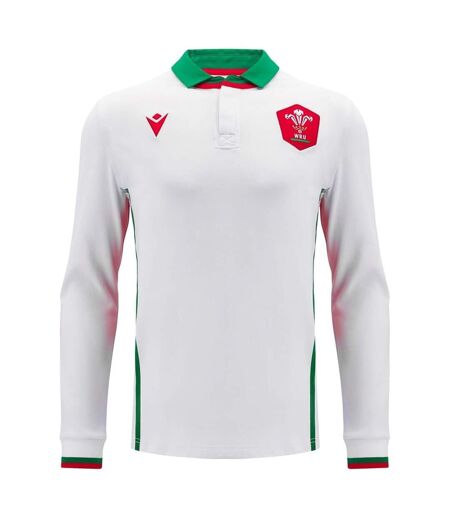 Haut De Rugby Manches Longues Motif/style Welsh Rugby Union 24/25 Homme Blanc Vert Macron