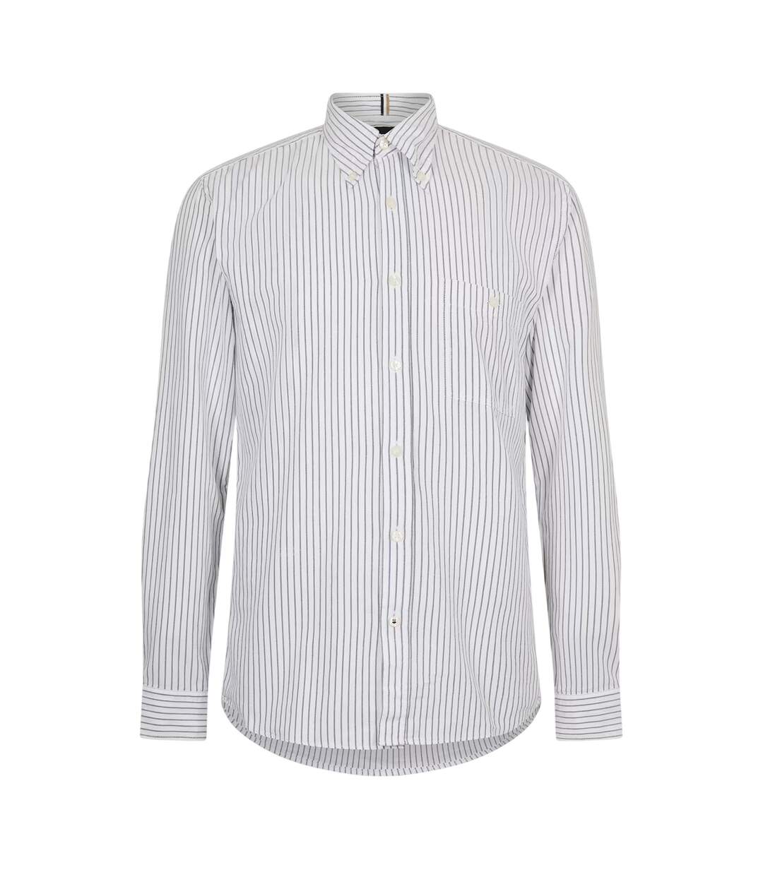 Mens S-roan Oxford Long-sleeved Button-down Shirt White Boss-1