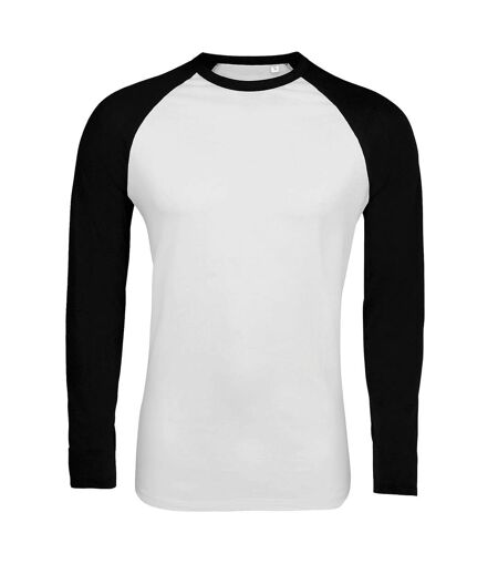 SOLS Mens Funky Contrast Long Sleeve T-Shirt (White/Deep Black)