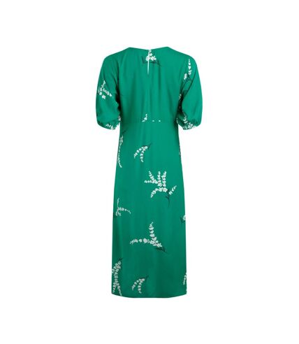 Womens/ladies everly printed eco viscose dress evergreen Weird Fish