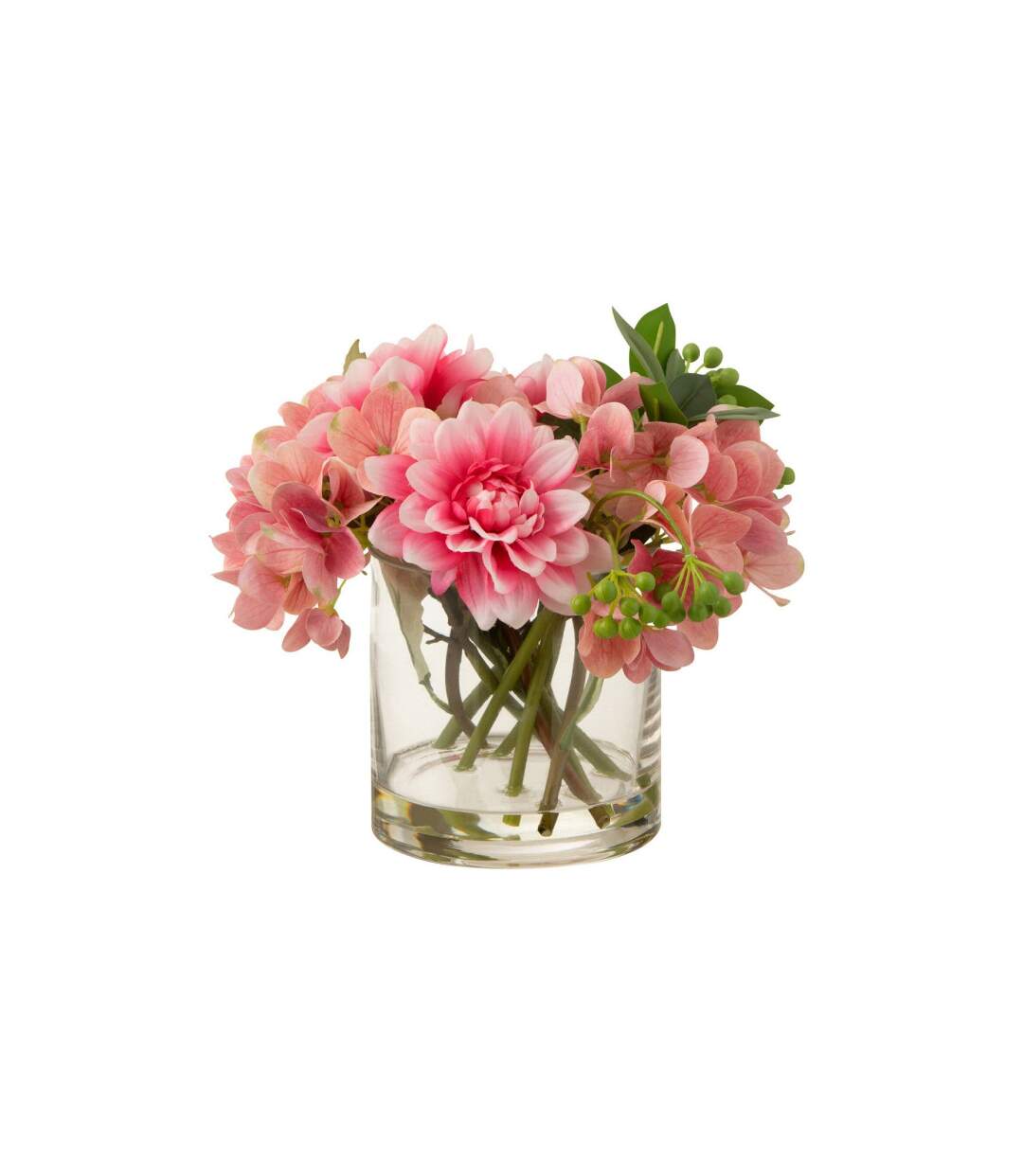 Composition Florale en Vase Hortensia 25cm Rose-1