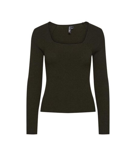 T-Shirt manches longues kaki femme pieces kalu