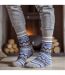 Mens Nordic Patterned Non Slip Thermal Slipper Socks with Grips-4