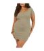 Robe Courte Manches Courtes Femme Kaki Brave Soul-2
