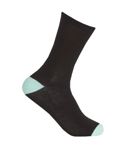 Cottoique Womens/Ladies Heel And Toe Socks (Pack Of 5) (Black/Pastel) - UTUT1055