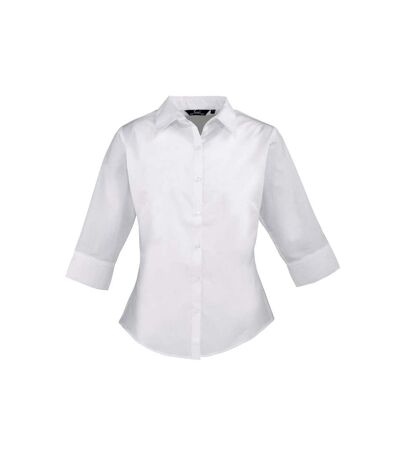 Premier Womens/Ladies Poplin 3/4 Sleeve Shirt (White) - UTPC6704