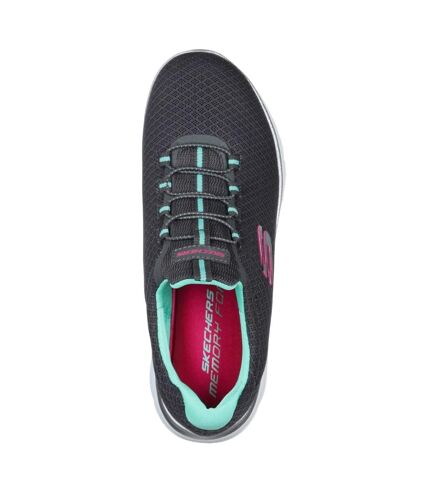 Womens/ladies summits sports trainers charcoal/green Skechers