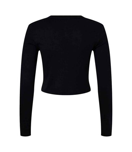 Womens/ladies micro-rib long-sleeved t-shirt solid black Bella + Canvas