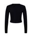 Womens/ladies micro-rib long-sleeved t-shirt solid black Bella + Canvas