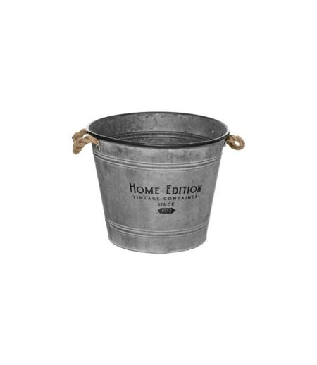 Cache-Pot en Fer Design Zinc 38cm Gris