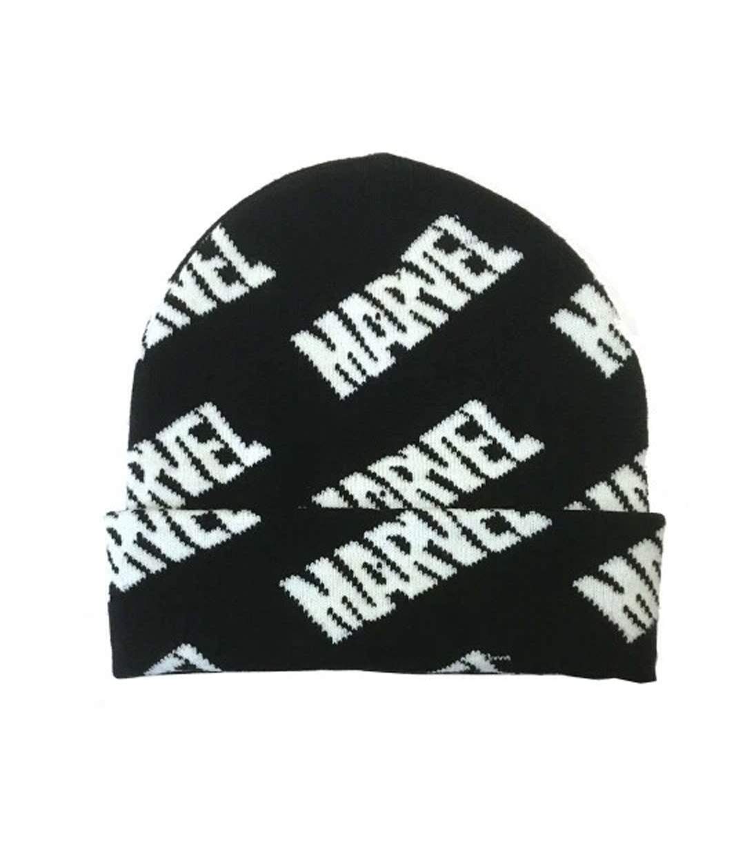 Bonnet Motif/style Logo Répété Adulte Noir Marvel-1