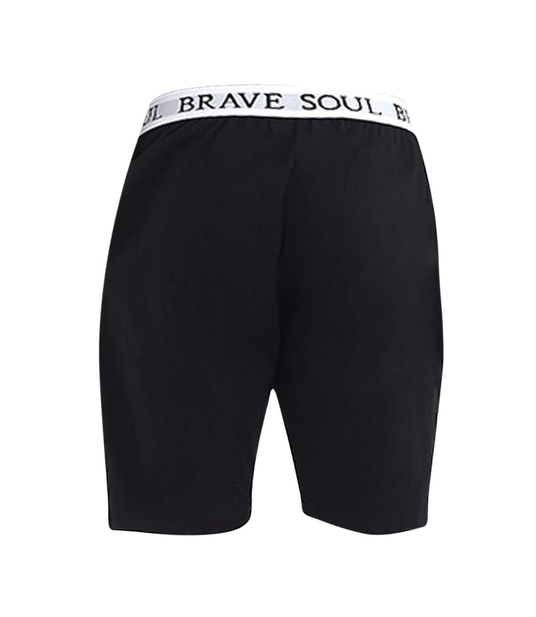 Brave Soul Mens Logo Waistband Jersey Lounge Shorts (Black)