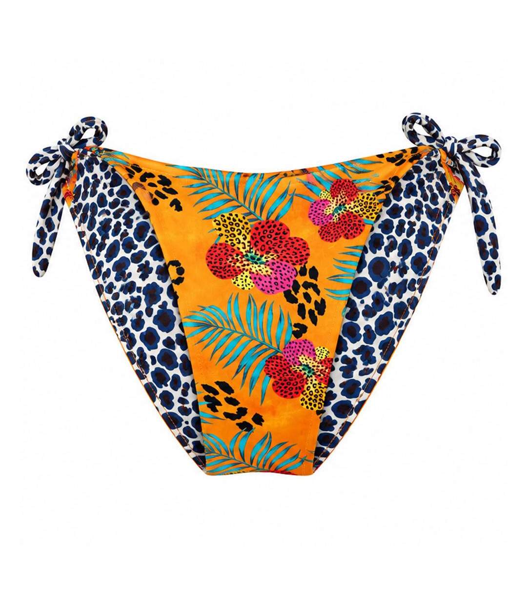 Bas de maillot de bain réversible orange/noir femme grain de sable léopard-1