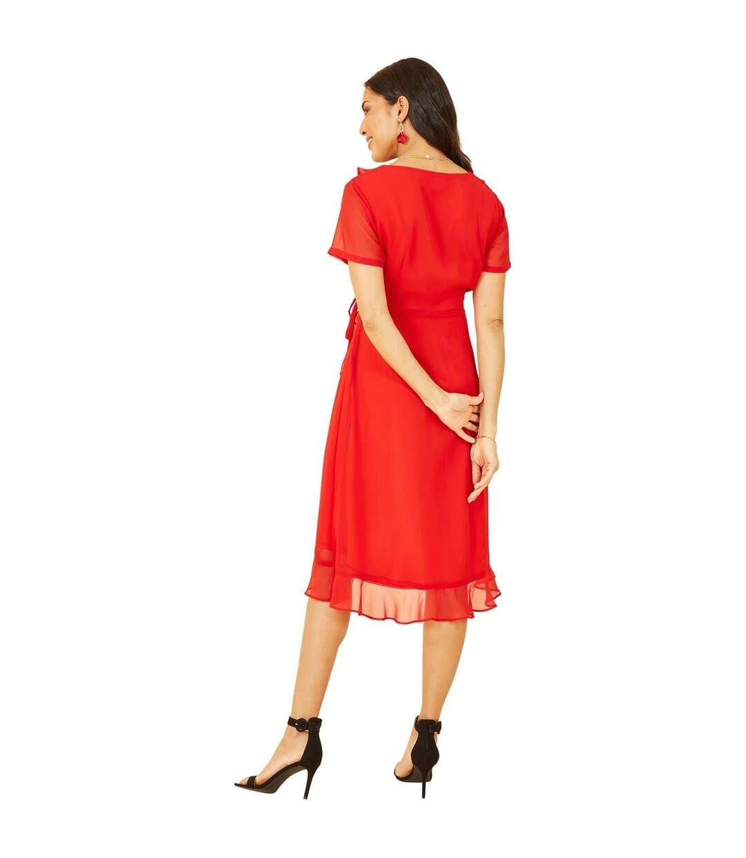 Robe Portefeuille Motif/style Ruché Femme Rouge Yumi-3