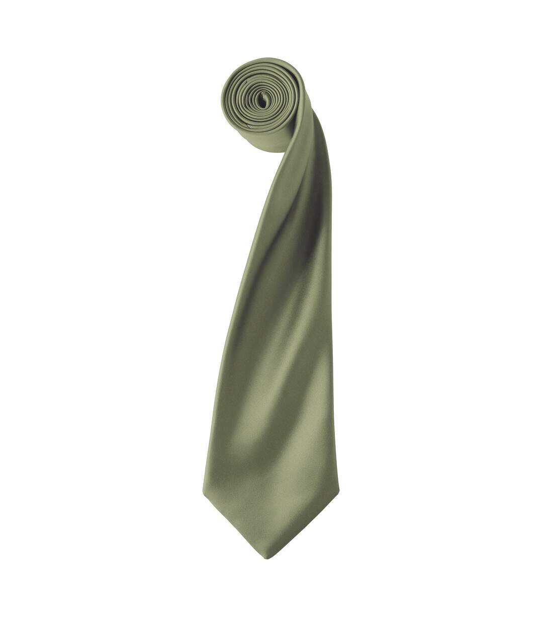 Premier Mens Plain Satin Tie (Narrow Blade) (Olive) (One Size) - UTRW1152