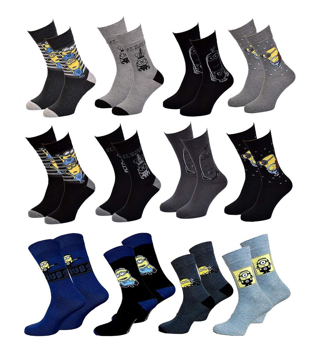 Chaussettes HOMME Licence PACK DE 12 PAIRES SURPRISE Pack 12 MOI MOCHE ET MECHANT