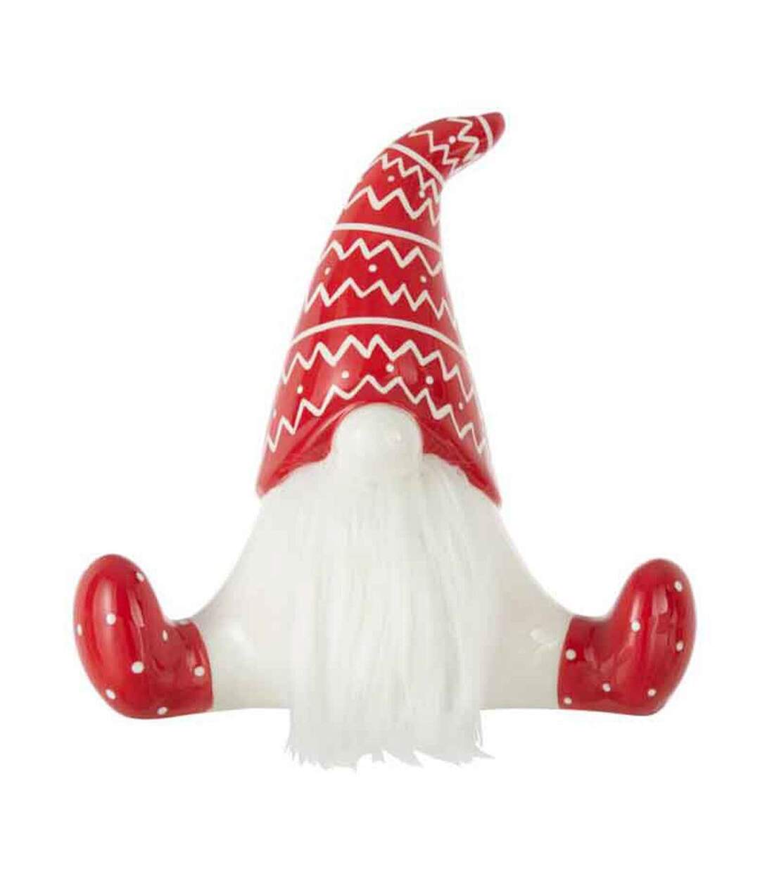 Statuette Déco Père Noël Assis 25cm Rouge & Blanc-1