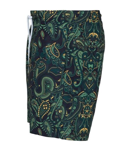 Short De Bain Motif/style Cachemire Homme Vert Noir Urban Classics