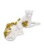 Statue Déco en Résine Léopard Couché 53cm Blanc-3