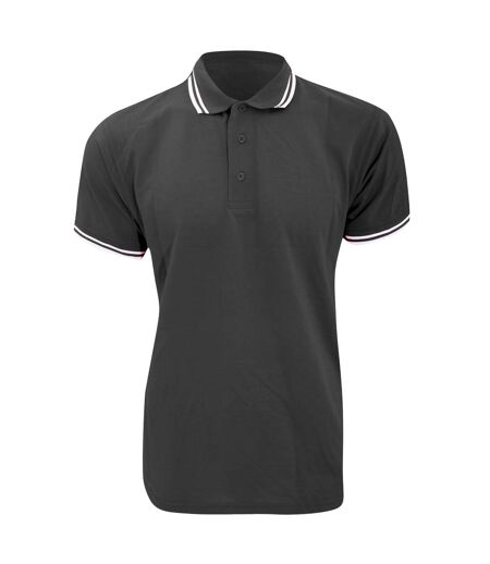 Kustom Kit Mens Tipped Piqué Short Sleeve Polo Shirt (Graphite/ White)