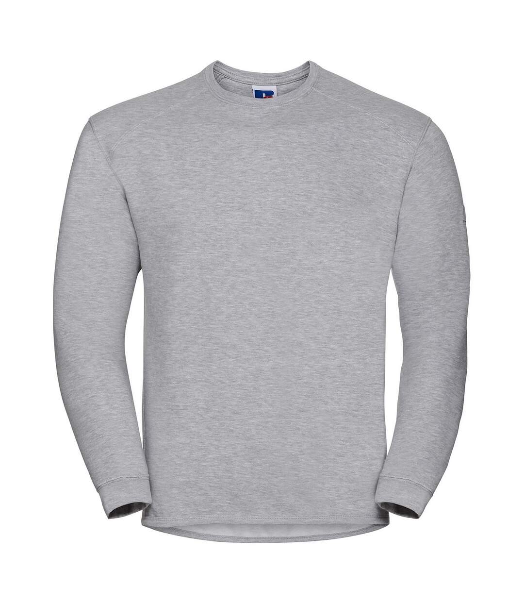 Mens spotshield heavy duty crew neck sweatshirt light oxford grey Russell