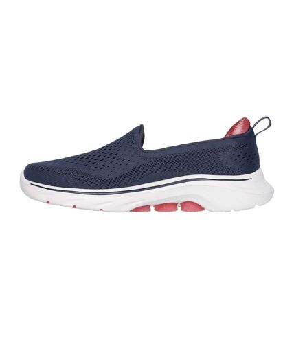 Womens/ladies go walk 7 slip-on trainers navy/coral Skechers