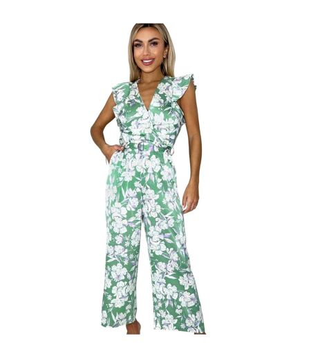 Combinaison Manches Ruchées Motif/style Floral Femme Vert AX Paris