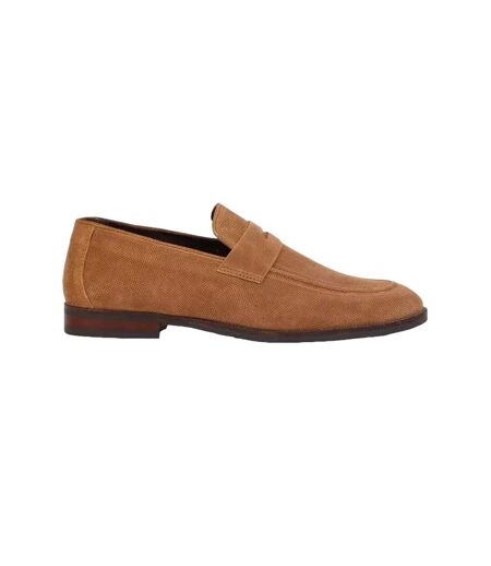 Debenhams Mens Perforated Suede Penny Loafers (Tan) - UTDH6053