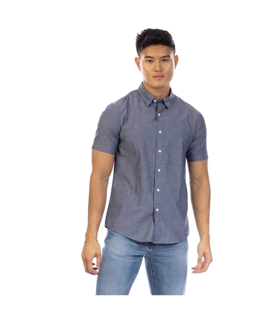 Chemise Manches Courtes Leo Homme Indigo Foncé Peter Werth-4