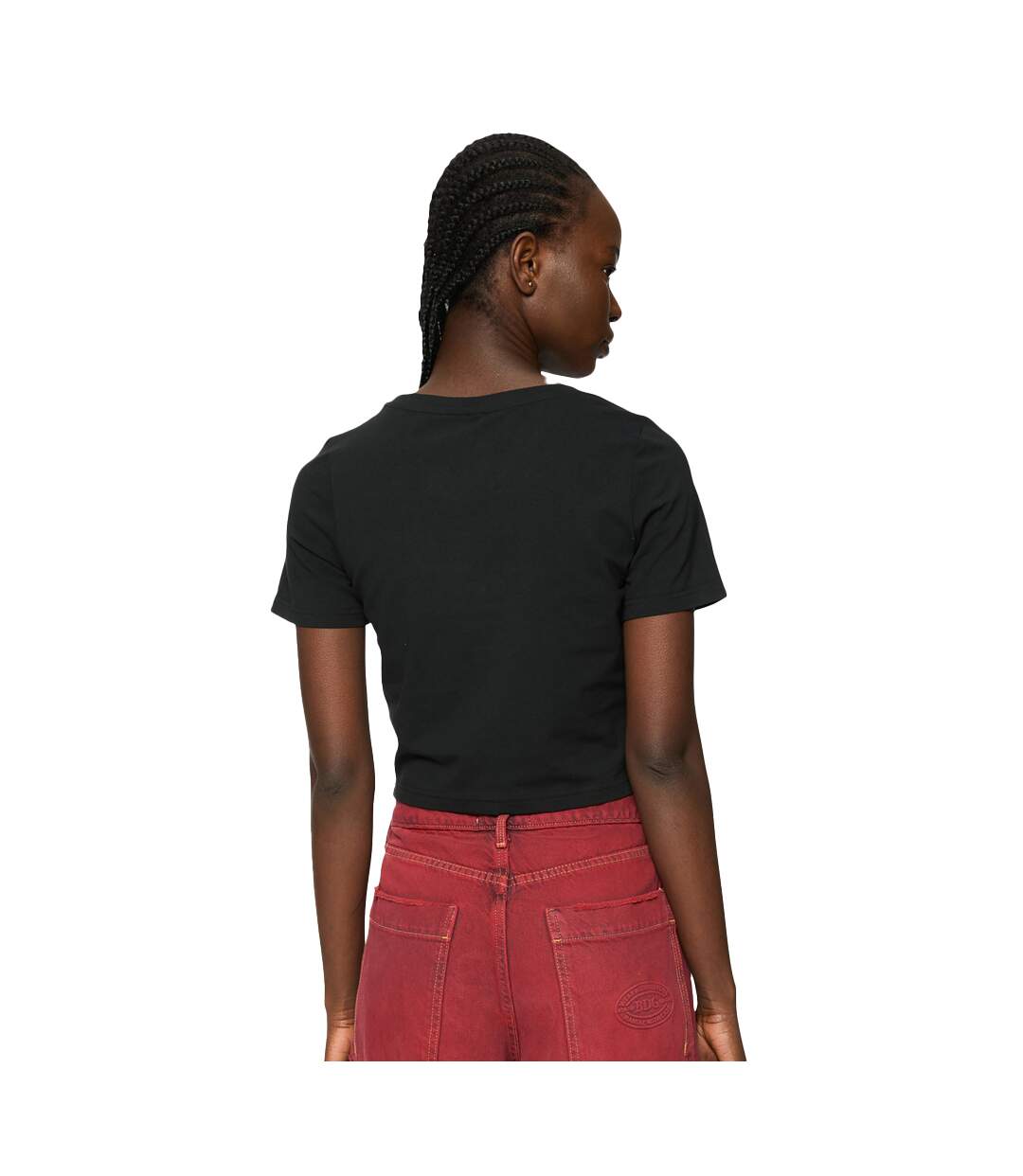 Femme/ladies Peach Crop T-shirt Noir Miss Tee-2