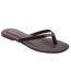 Womens/ladies Contrast Detail Faux Leather Flat Flip Flops Dark Brown Where´s That From-1