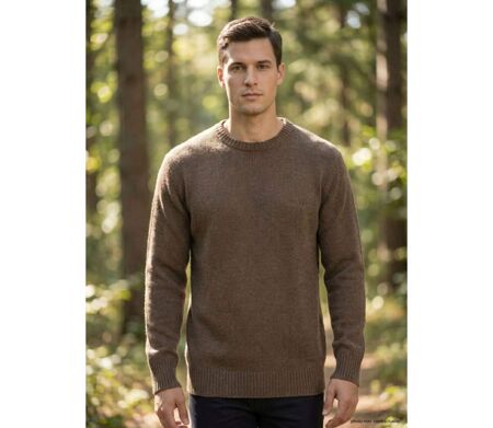 Pull Ras du Cou Homme Ledertys Marron en Maille Perlée